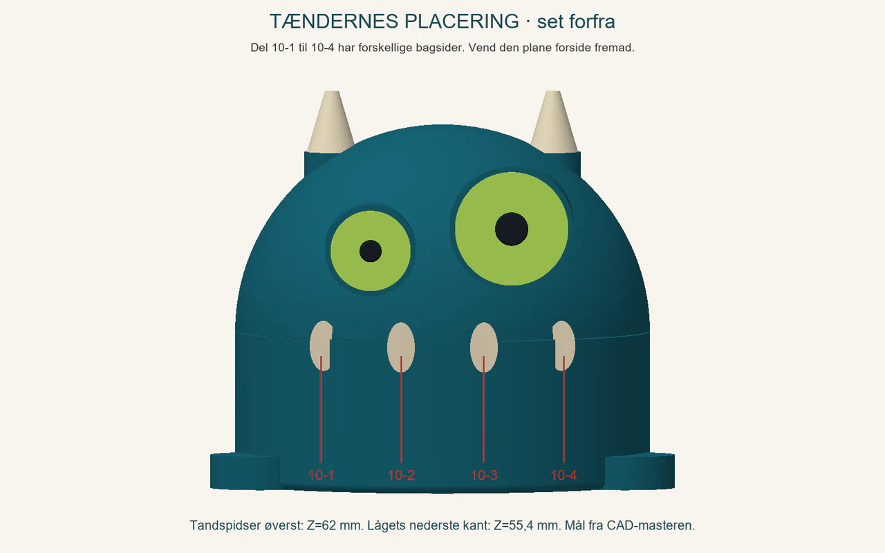 Billede til trin 8: Placér og lim tænderne